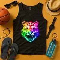 Head of Tiger Blazing in Spectrum Fire Tank Top thumb 4