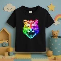 Head of Tiger Blazing in Spectrum Fire Toddler T-Shirt thumb 3