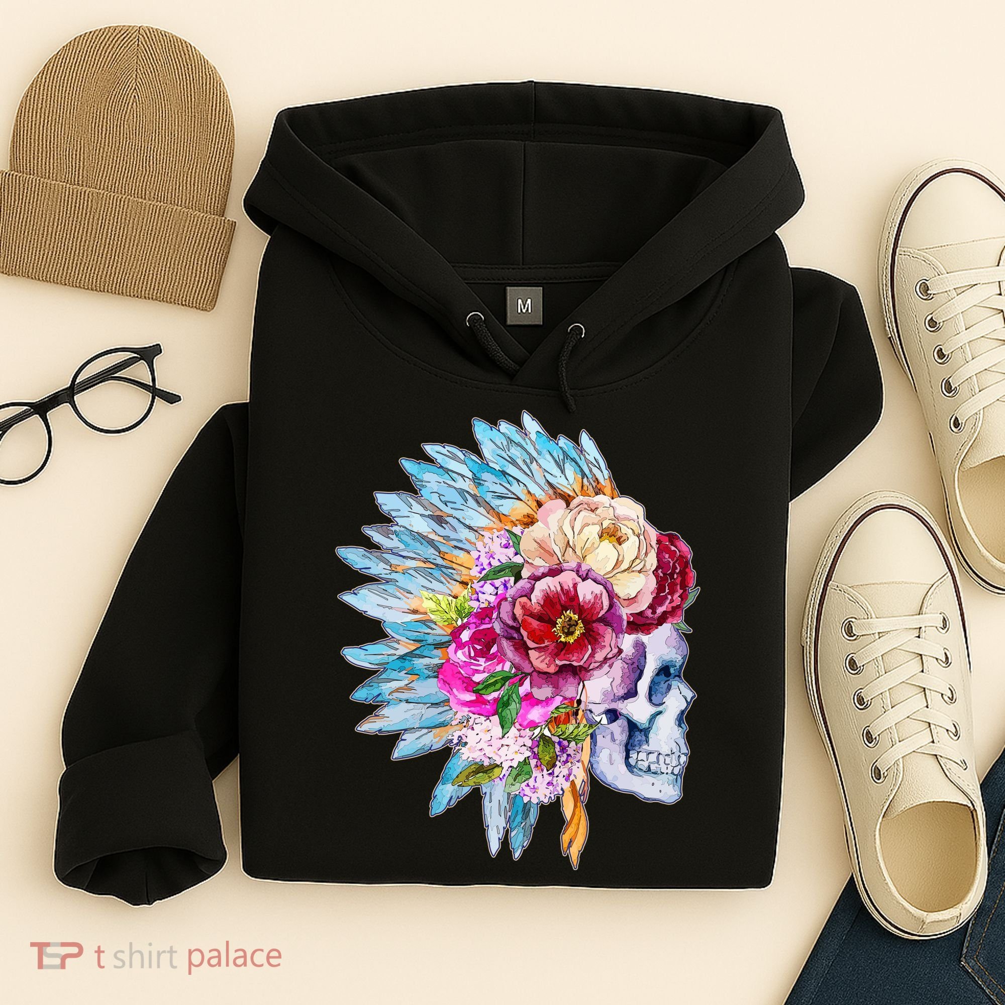 Headdress Floral Skull Hoodie