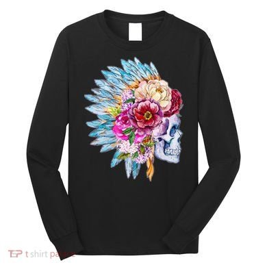 Headdress Floral Skull Long Sleeve Shirt
