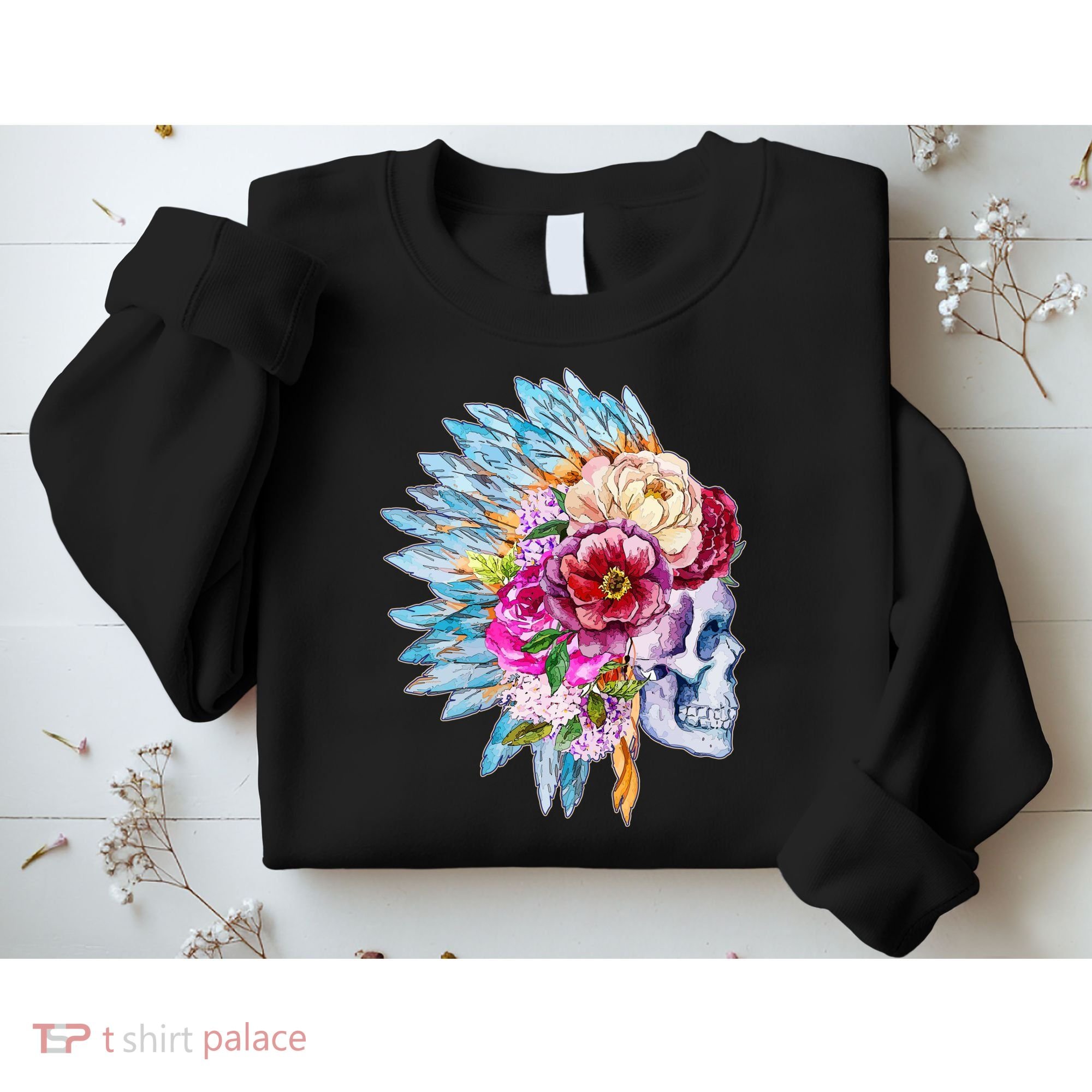 Headdress Floral Skull Sweatshirt