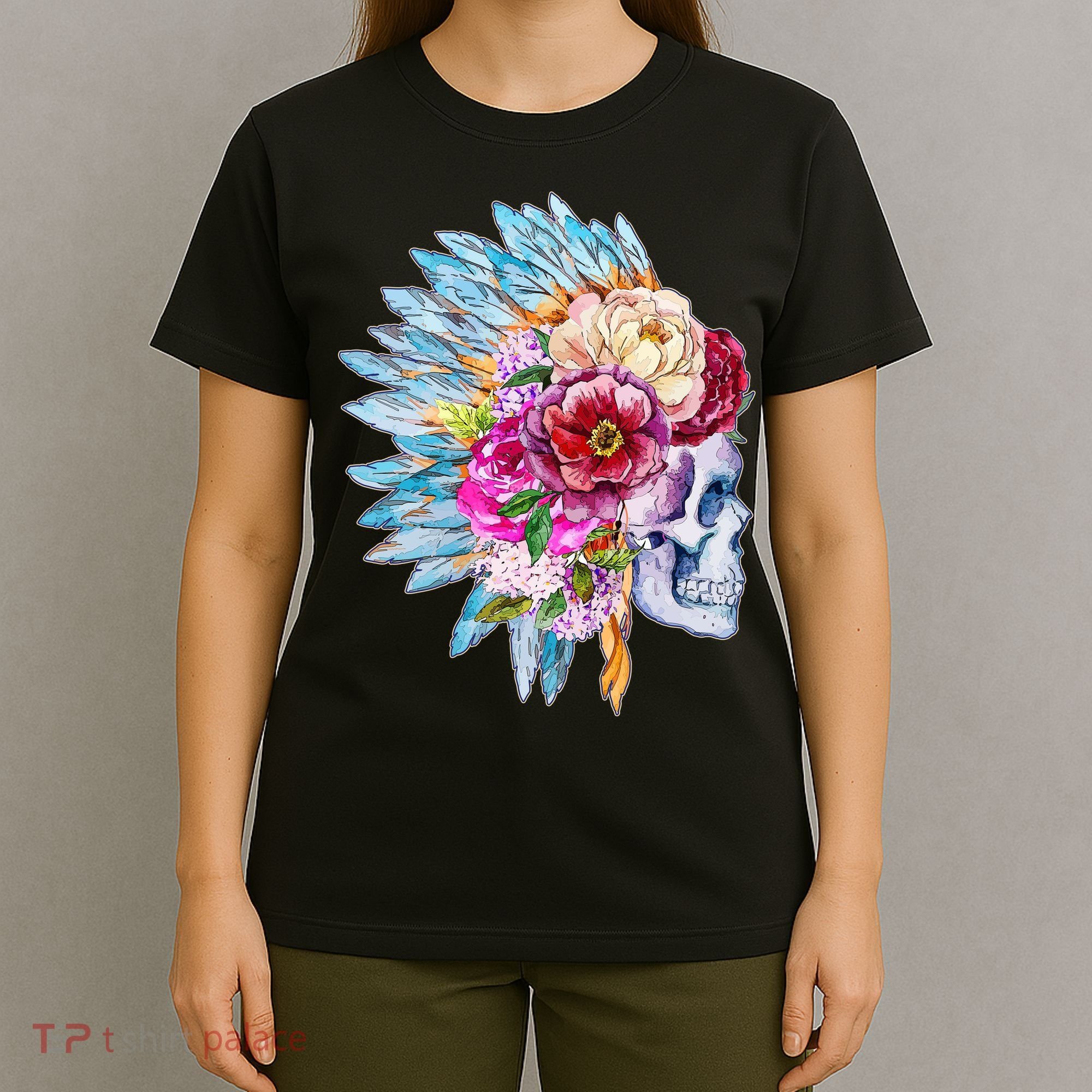 Headdress Floral Skull T-Shirt