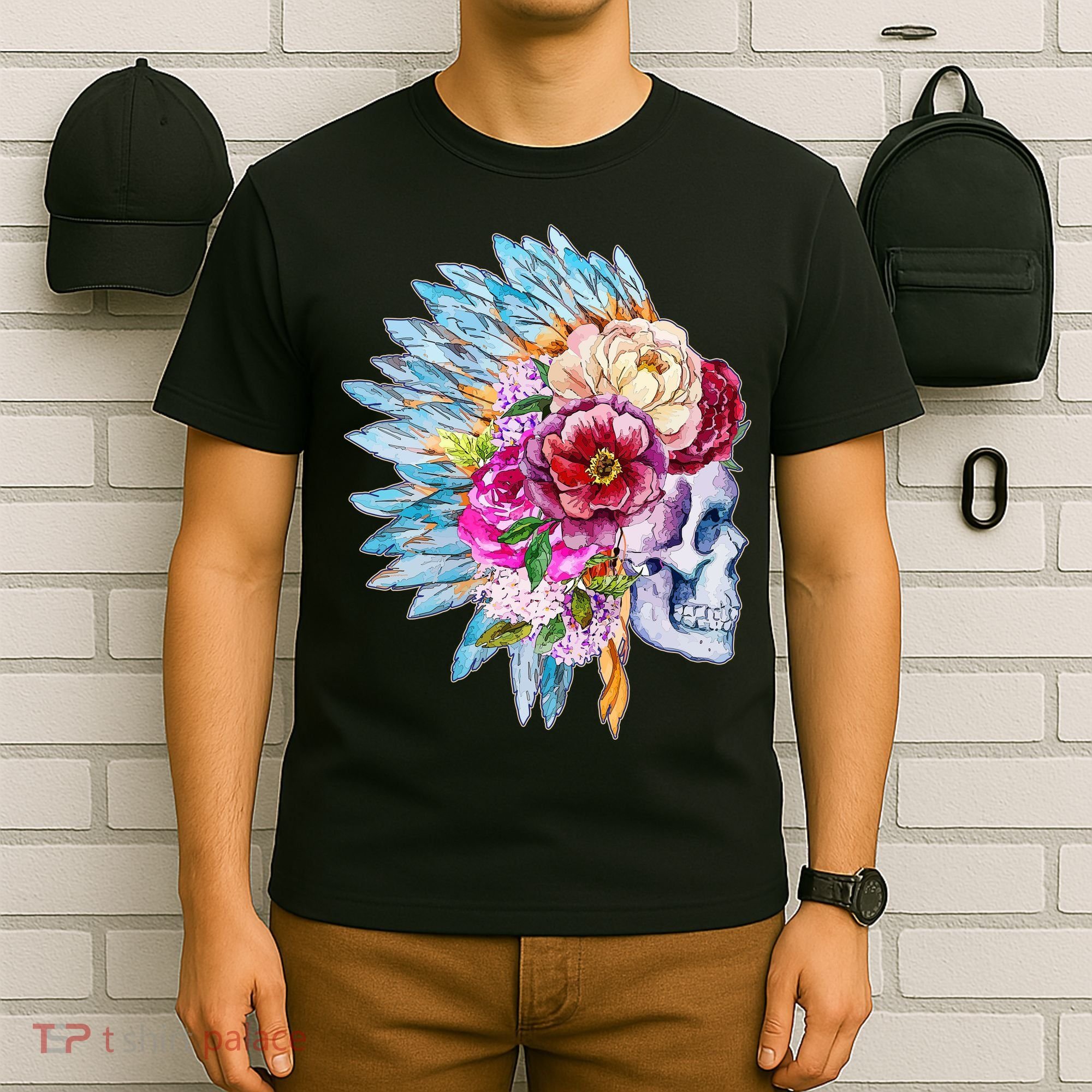Headdress Floral Skull T-Shirt