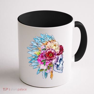 Headdress Floral Skull Coffee Mug back