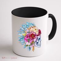 Headdress Floral Skull Coffee Mug thumb 1