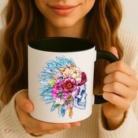 Headdress Floral Skull Coffee Mug thumb 3