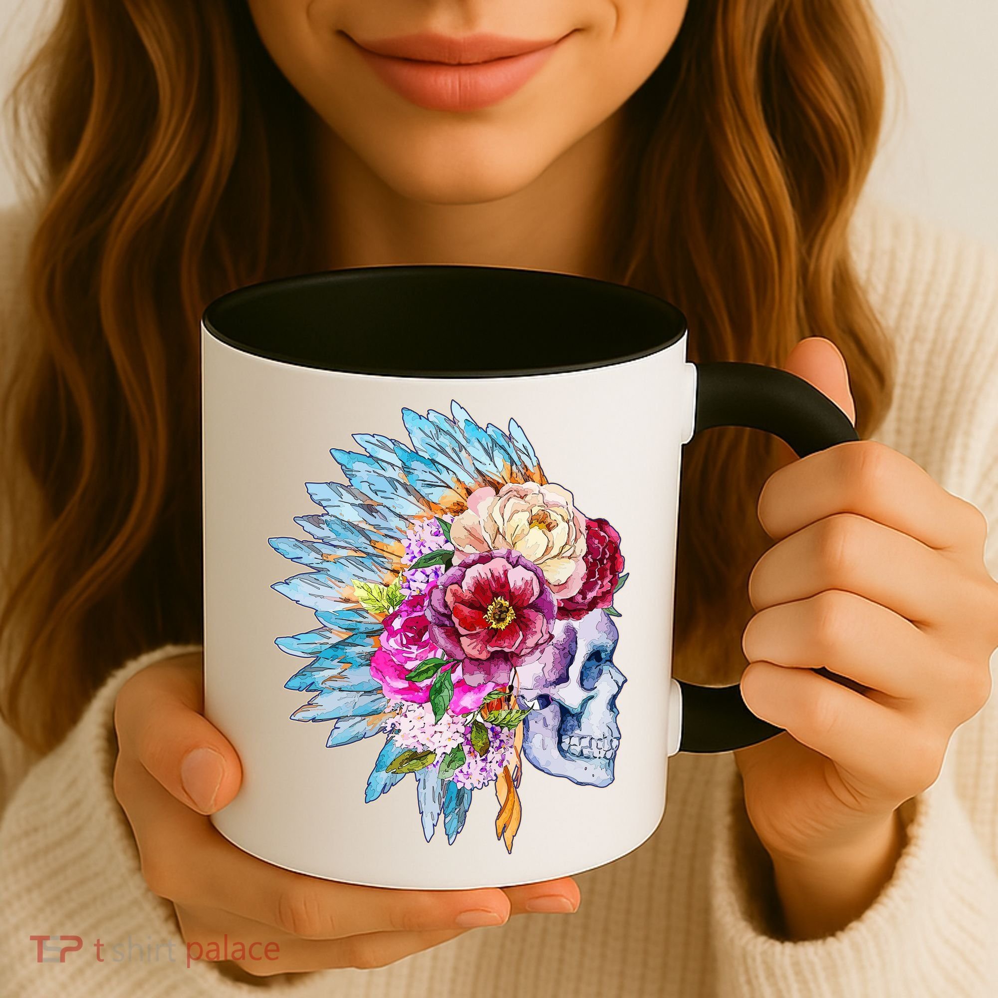 Headdress Floral Skull Coffee Mug