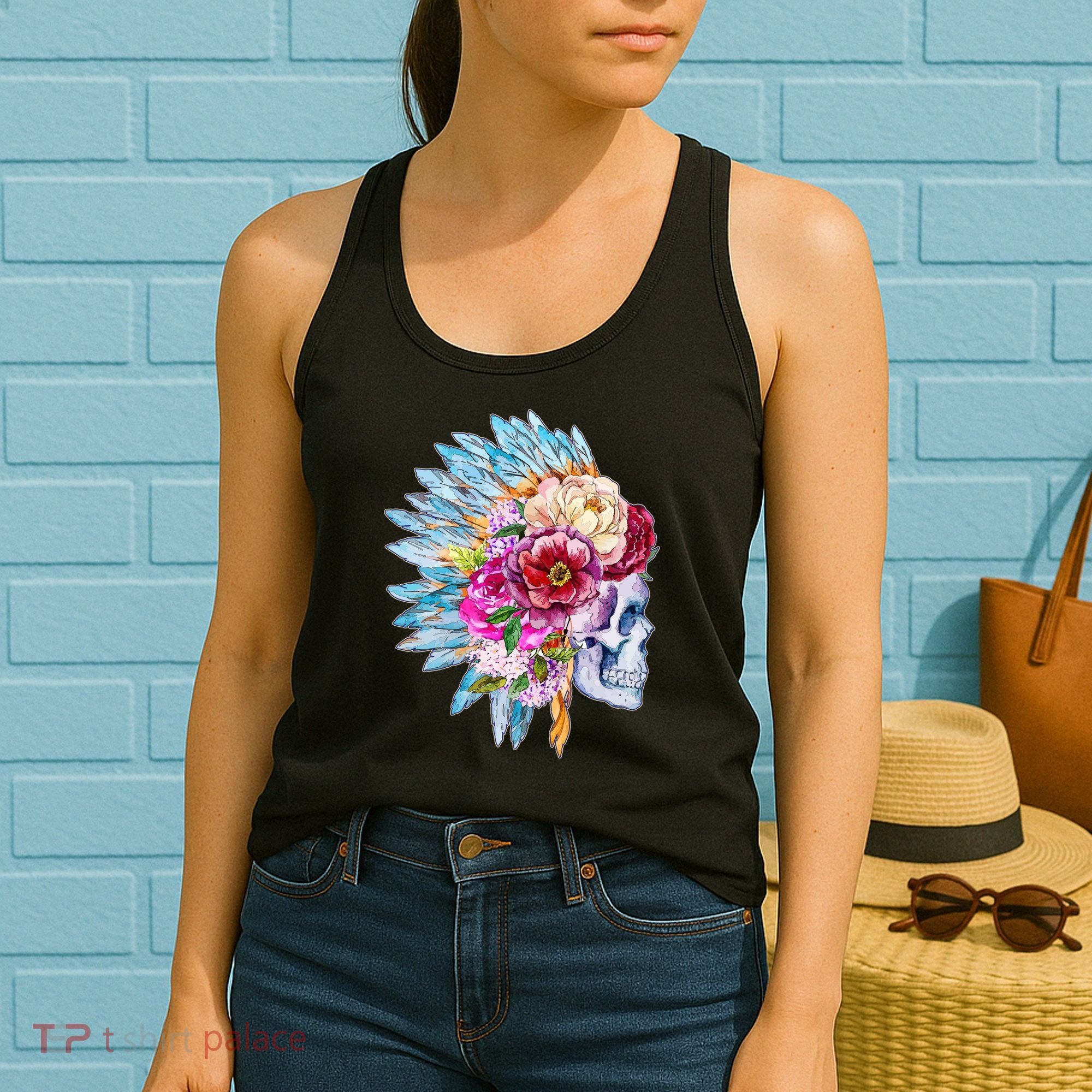 Headdress Floral Skull Women's Tank Top