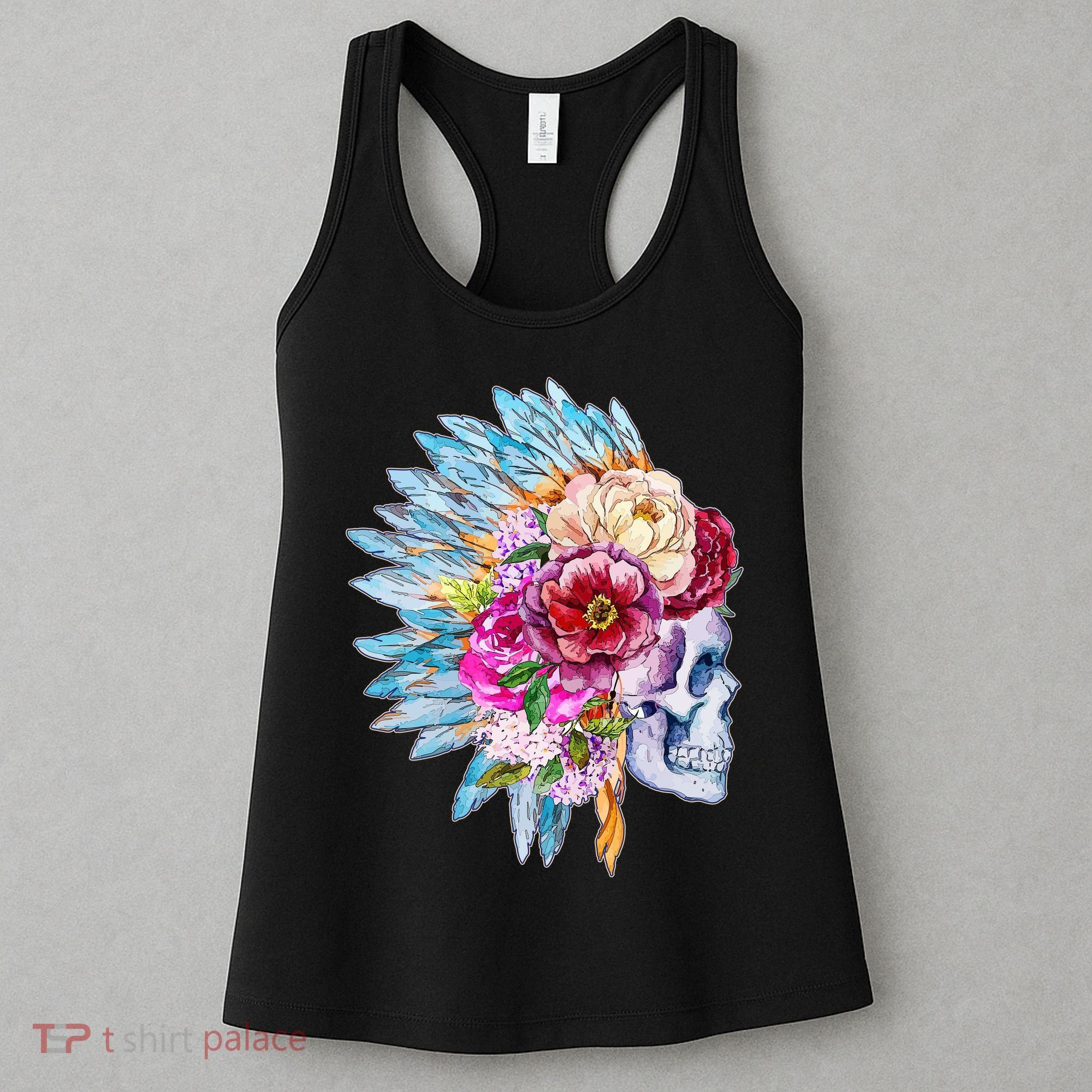 Headdress Floral Skull Women's Tank Top