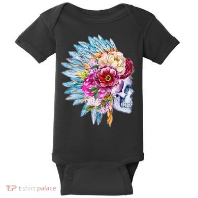 Headdress Floral Skull Baby Bodysuit