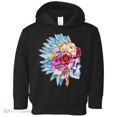 Headdress Floral Skull Toddler Hoodie