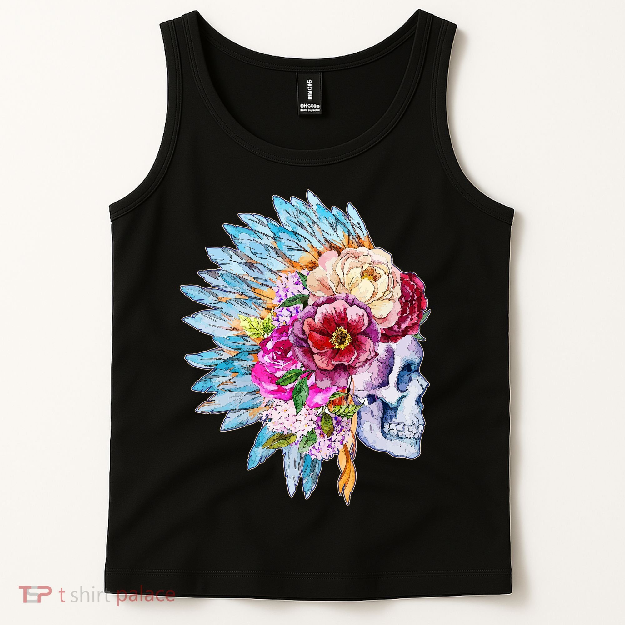 Headdress Floral Skull Tank Top