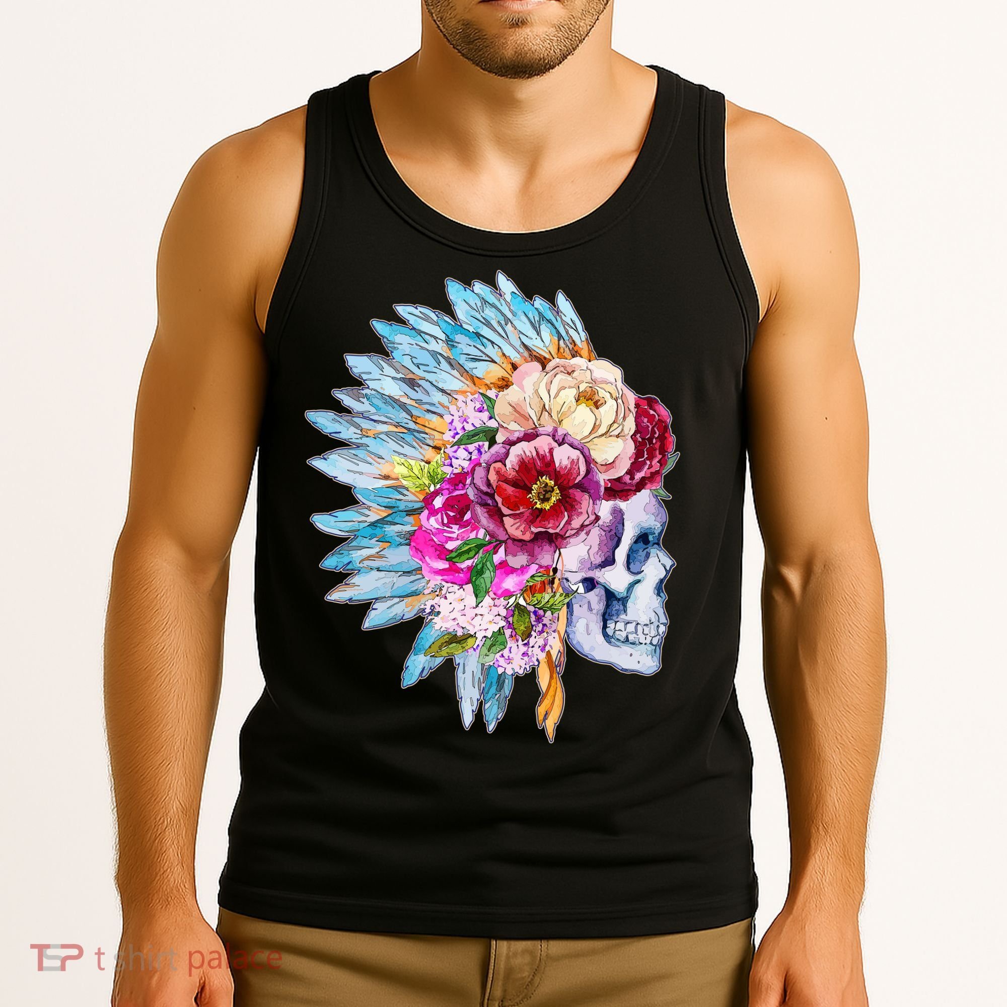 Headdress Floral Skull Tank Top