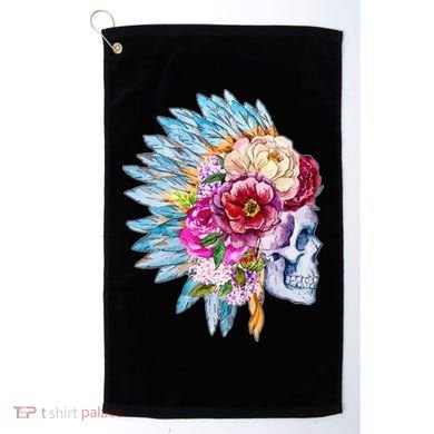 Headdress Floral Skull Golf Towel