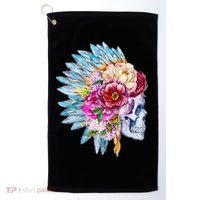 Headdress Floral Skull Golf Towel thumb 0