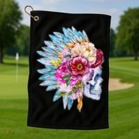 Headdress Floral Skull Golf Towel thumb 1