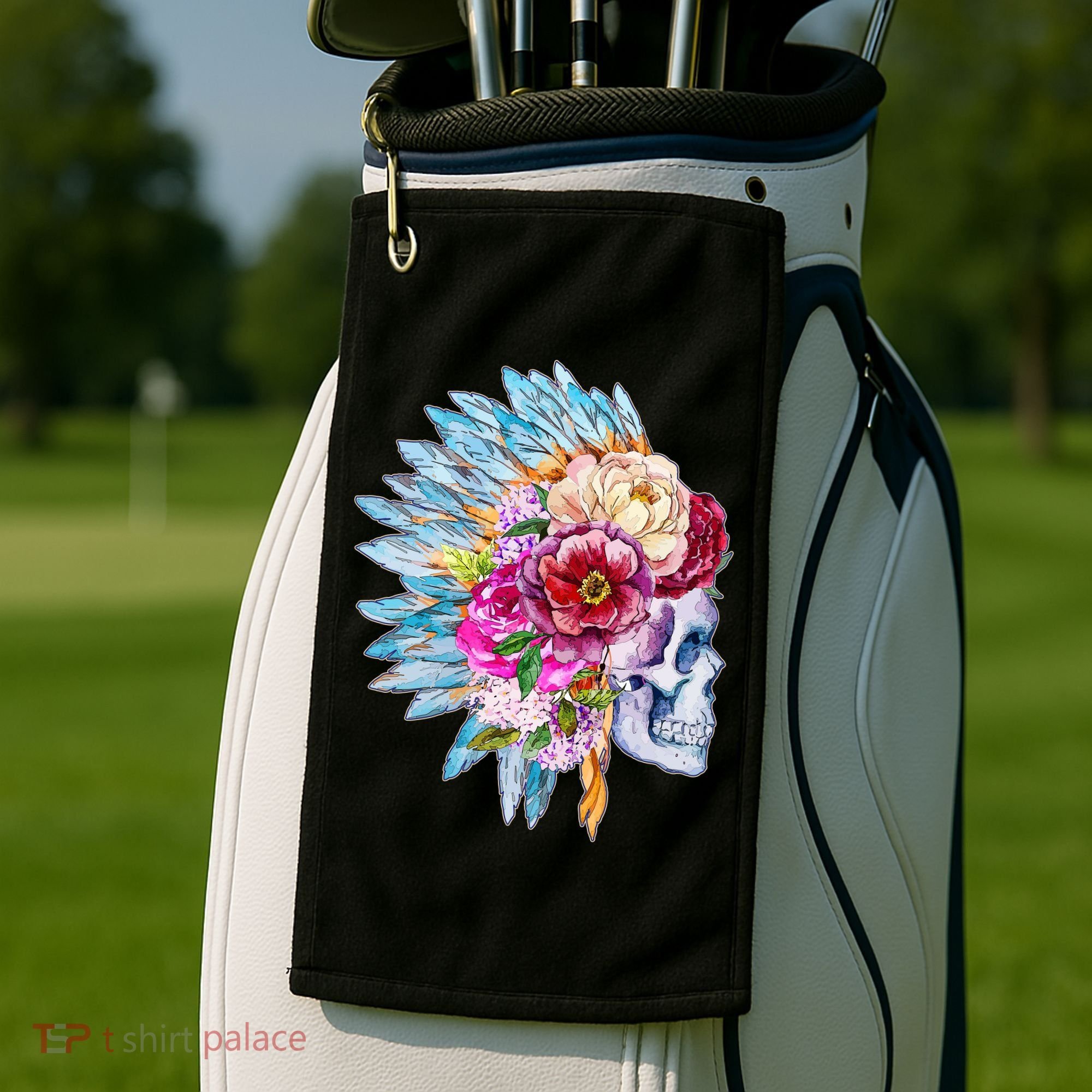 Headdress Floral Skull Golf Towel