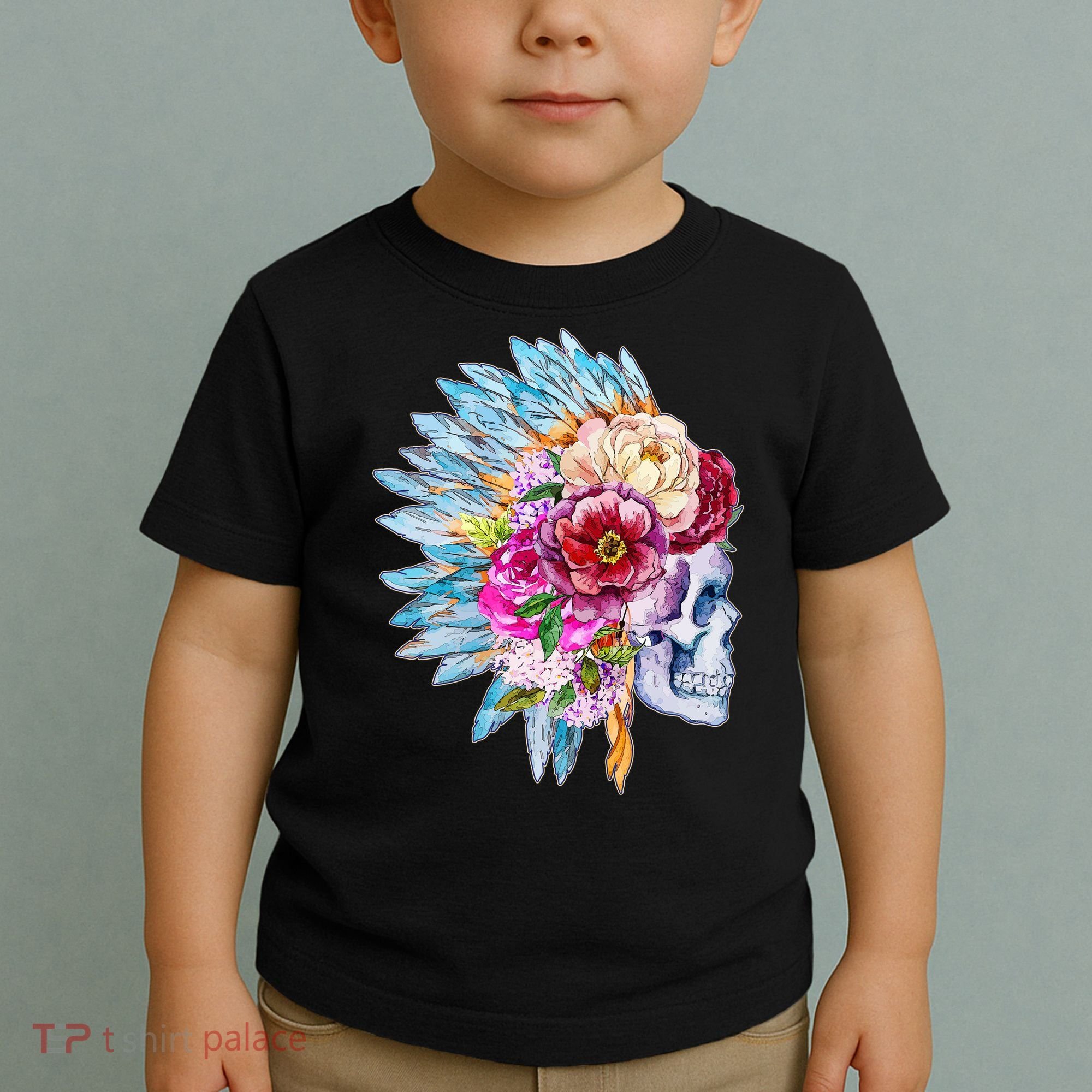 Headdress Floral Skull Toddler T-Shirt