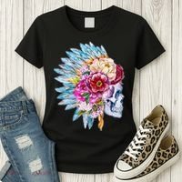 Headdress Floral Skull Women's T-Shirt thumb 3
