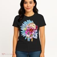 Headdress Floral Skull Women's T-Shirt thumb 4