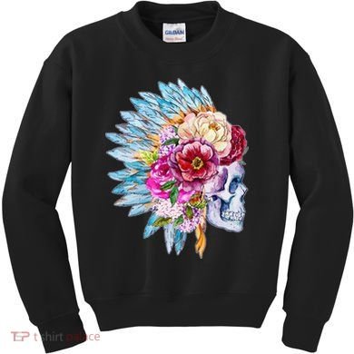 Headdress Floral Skull Kids Sweatshirt