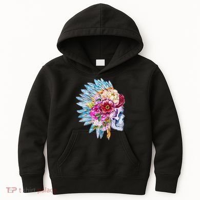 Headdress Floral Skull Kids Hoodie