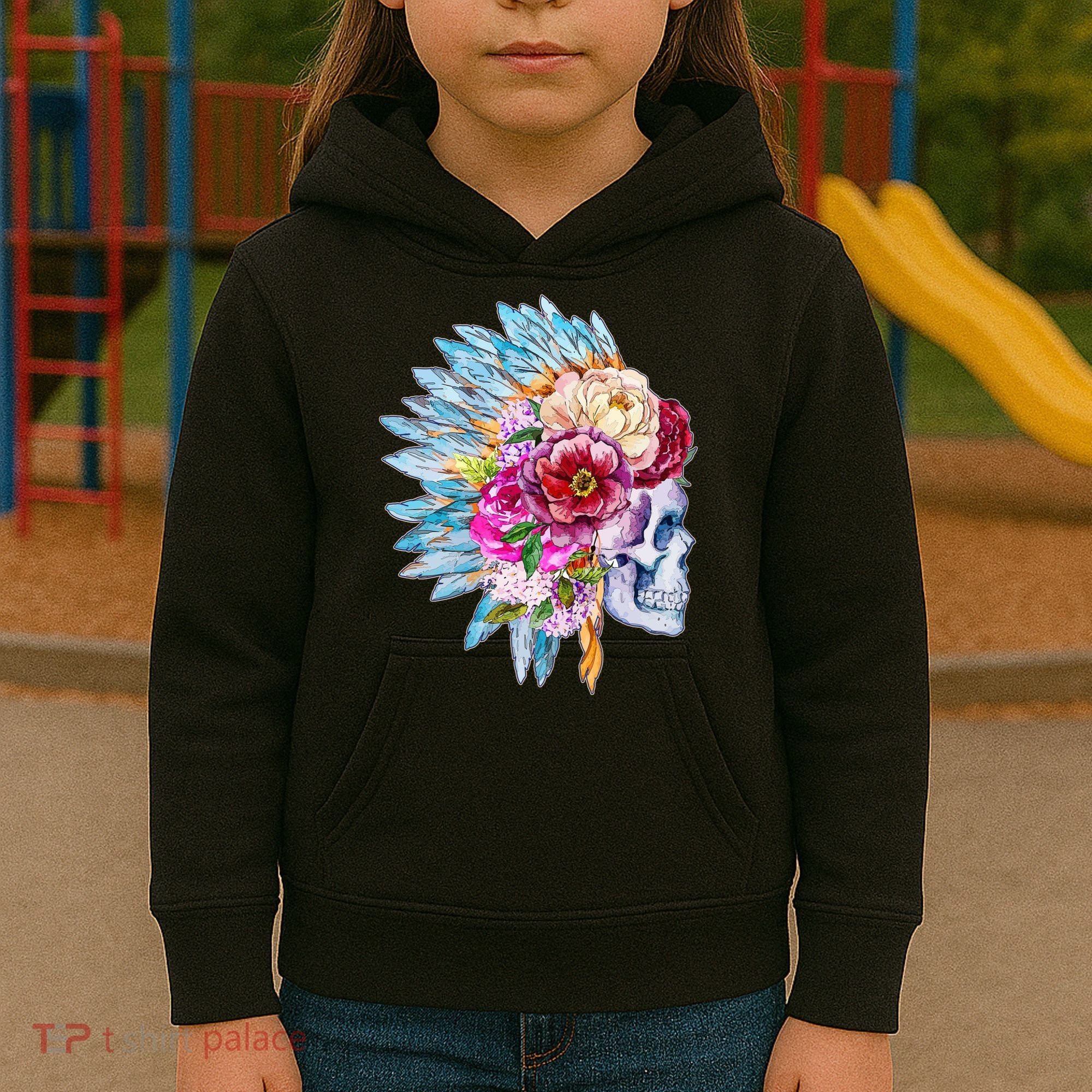 Headdress Floral Skull Kids Hoodie
