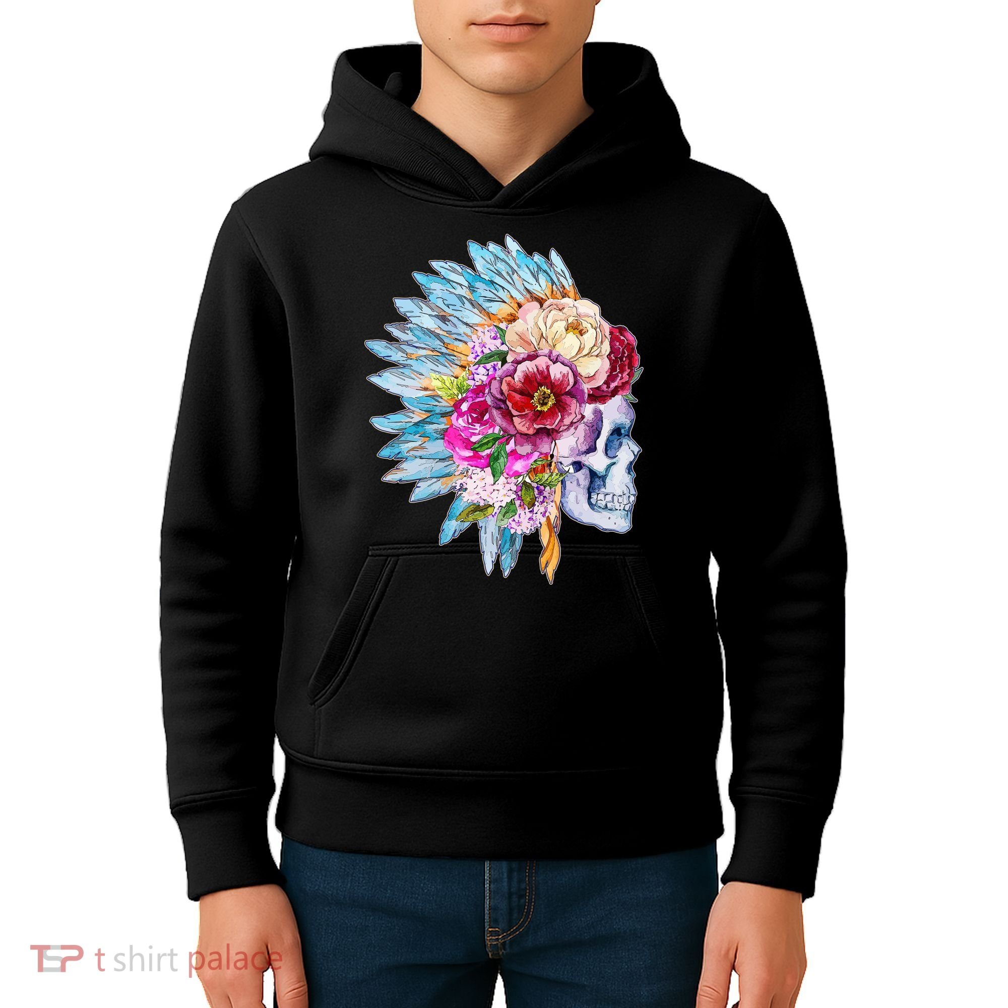 Headdress Floral Skull Kids Hoodie