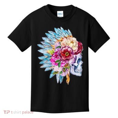 Headdress Floral Skull Kids T-Shirt