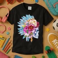 Headdress Floral Skull Kids T-Shirt thumb 3