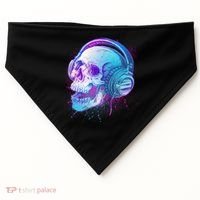 Headphones Music Lover Skull USA-Made Doggie Bandana thumb 0