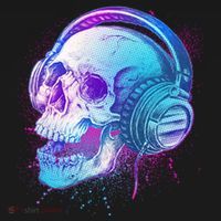Headphones Music Lover Skull USA-Made Doggie Bandana thumb 2