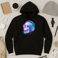 Headphones Music Lover Skull Hoodie thumb 3