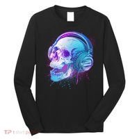 Headphones Music Lover Skull Long Sleeve Shirt thumb 0