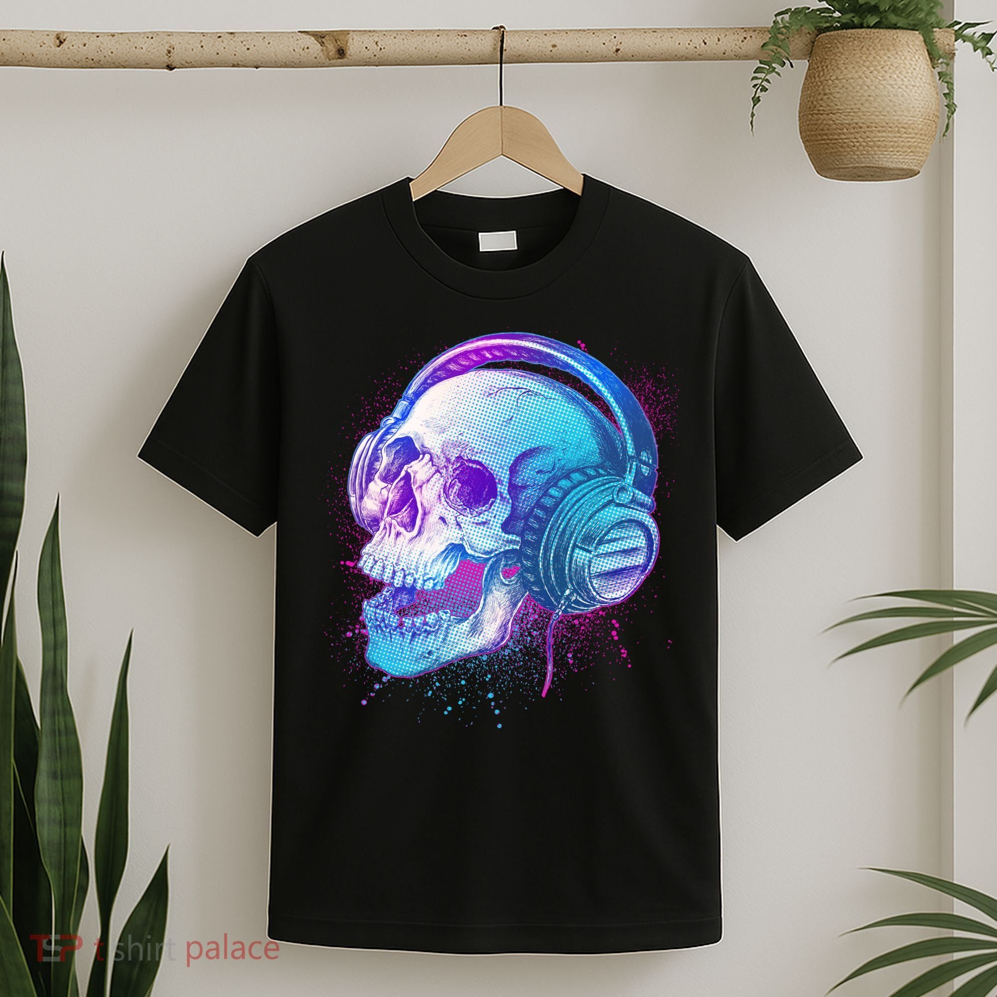 Headphones Music Lover Skull T-Shirt