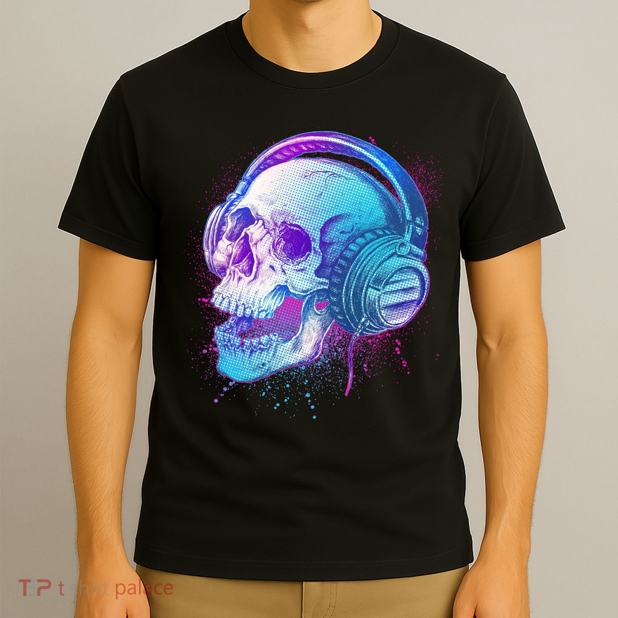 Headphones Music Lover Skull T-Shirt