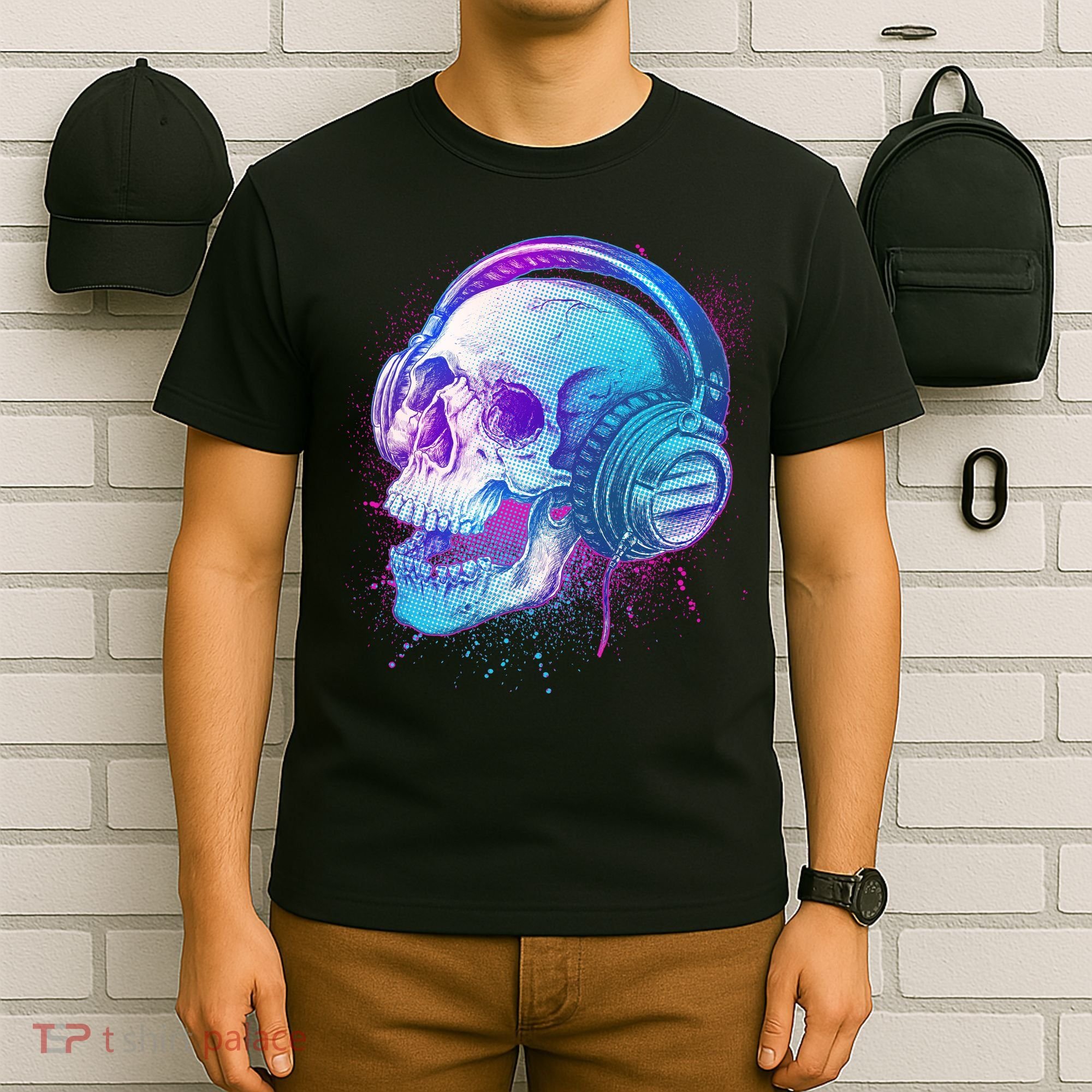 Headphones Music Lover Skull T-Shirt