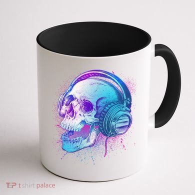 Headphones Music Lover Skull Coffee Mug back