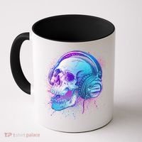 Headphones Music Lover Skull Coffee Mug thumb 0