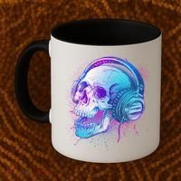 Headphones Music Lover Skull Coffee Mug thumb 2