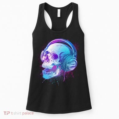Headphones Music Lover Skull Women's Tank Top