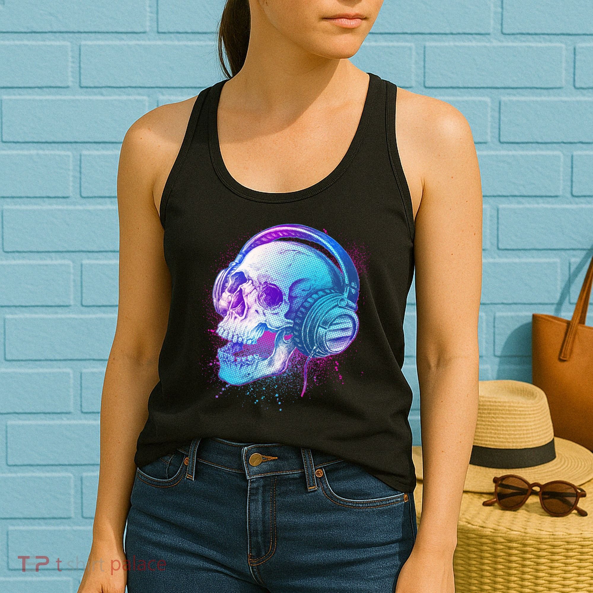 Headphones Music Lover Skull Women's Tank Top