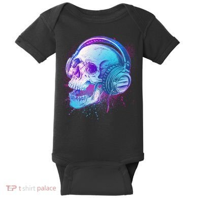 Headphones Music Lover Skull Baby Bodysuit
