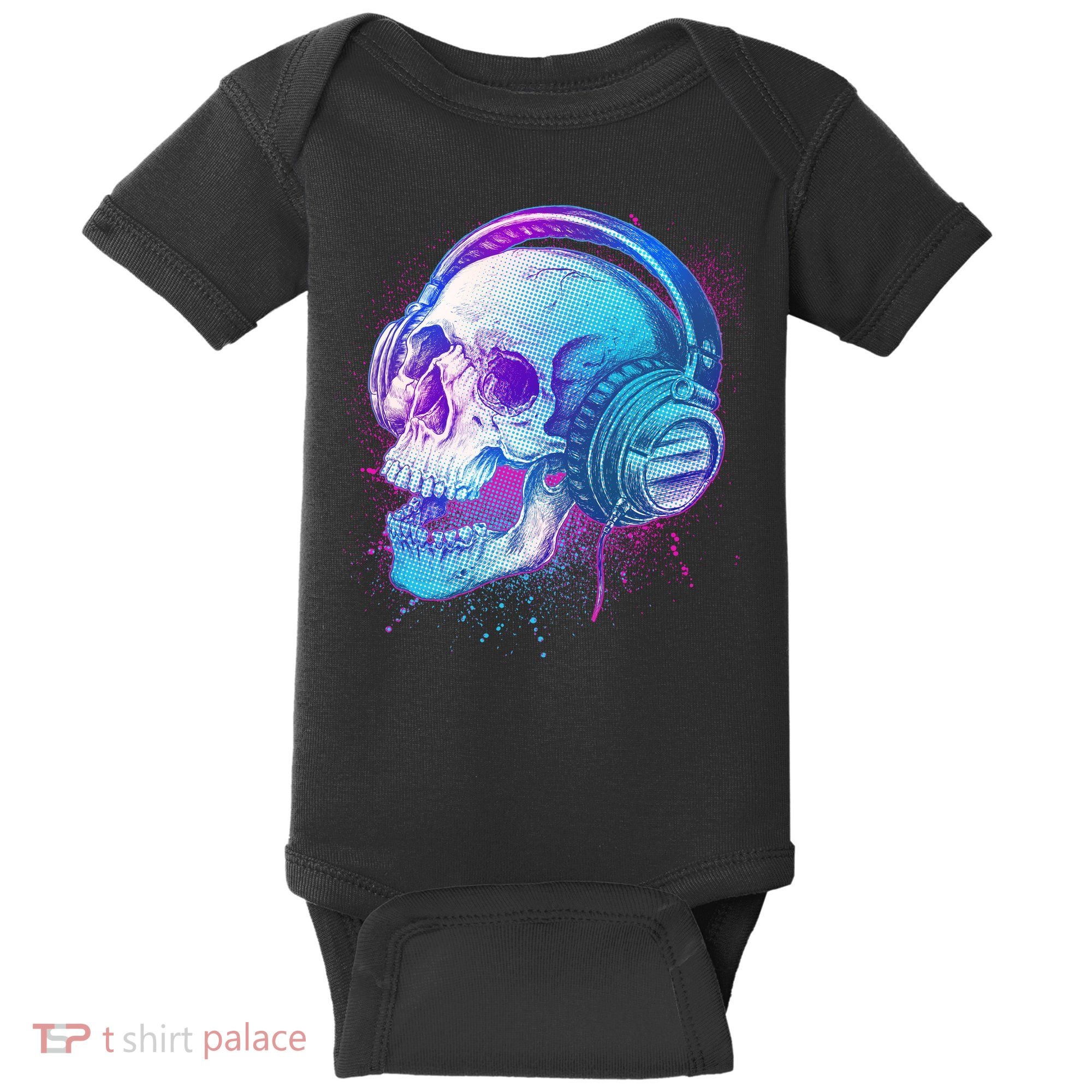 Headphones Music Lover Skull Baby Bodysuit