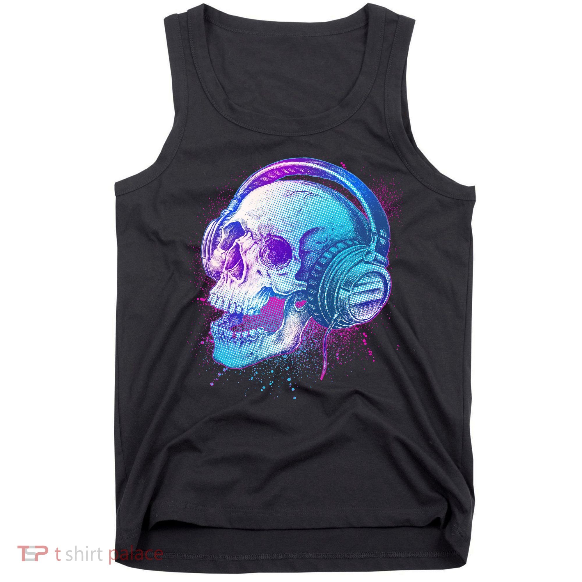 Headphones Music Lover Skull Tank Top