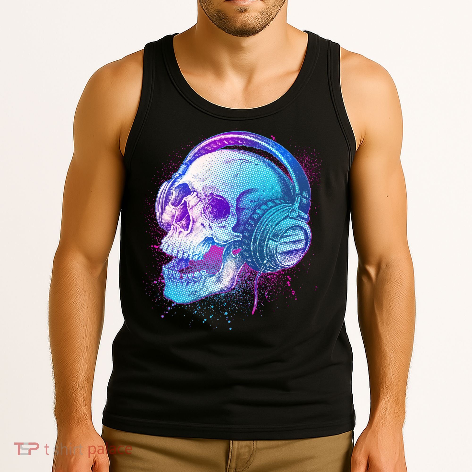 Headphones Music Lover Skull Tank Top
