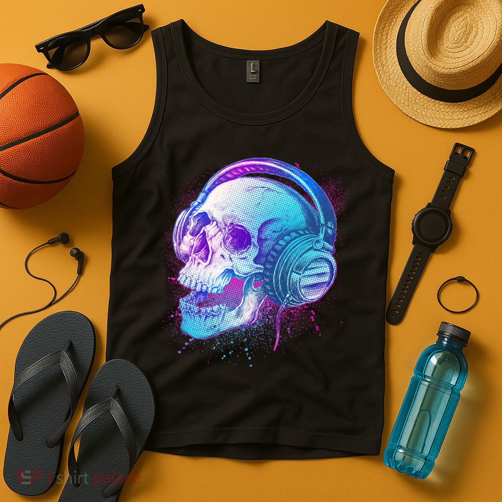 Headphones Music Lover Skull Tank Top