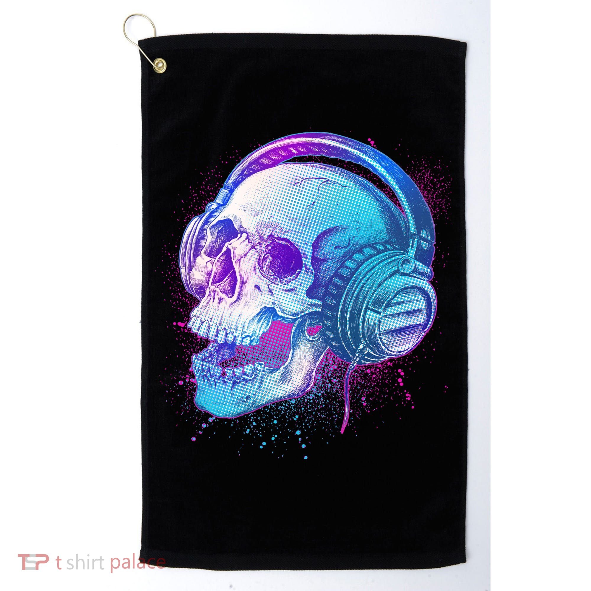 Headphones Music Lover Skull Golf Towel