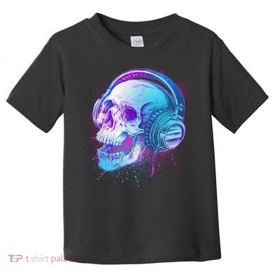 Headphones Music Lover Skull Toddler T-Shirt