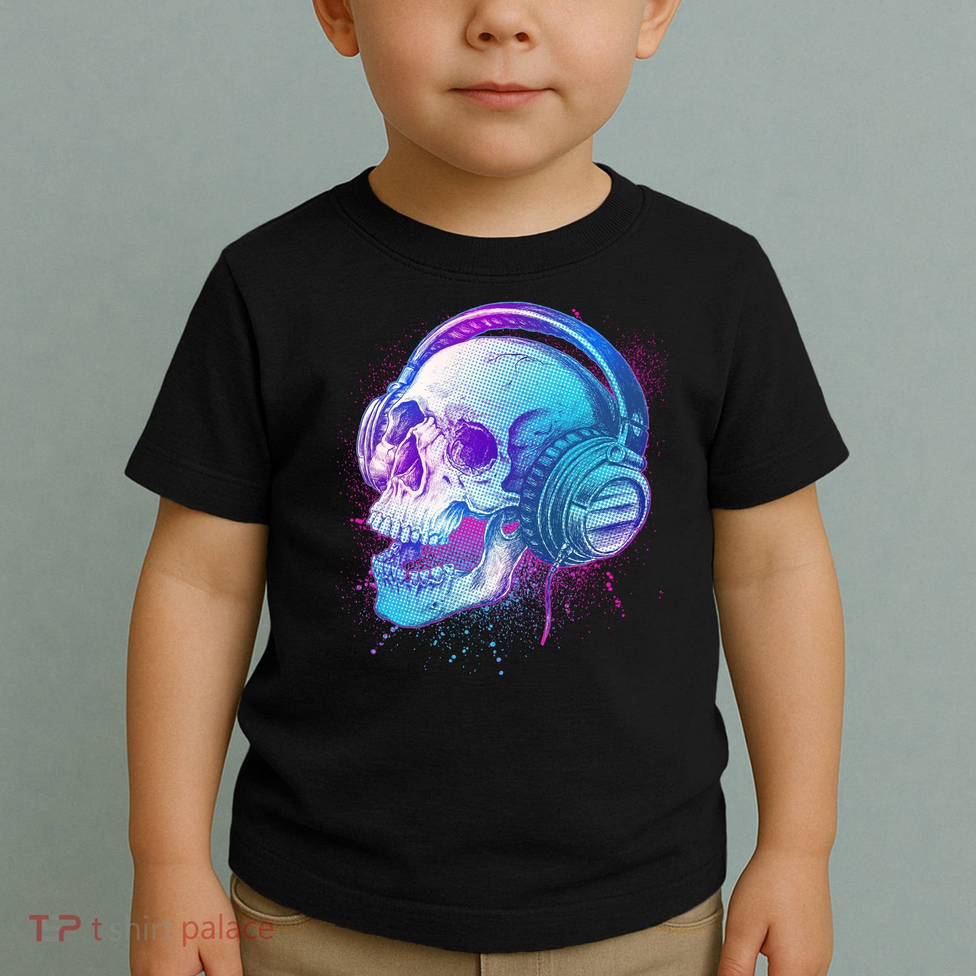 Headphones Music Lover Skull Toddler T-Shirt